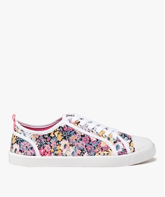 GEMO Baskets femme en toile avec lacets et à semelle contrastante Multicolore