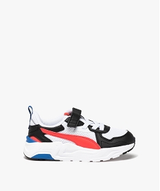GEMO Baskets garçon en mesh avec scratch et semelle épaisse running - Puma blanc chine
