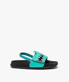 GEMO Mules de piscine garçon avec bride talon élastique et bandeau crocodile à scratch vert standard