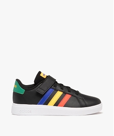 GEMO Baskets garçon à bandes contrastantes et à scratch - Adidas noir vif