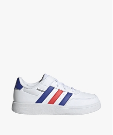 baskets garcon a scratch et a lacets avec bandes laterales colorees - adidas blanc baskets a scratchE516501_1