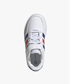 baskets garcon a scratch et a lacets avec bandes laterales colorees - adidas blanc baskets a scratchE516501_3