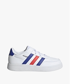 baskets garcon a scratch et a lacets avec bandes laterales colorees - adidas blanc baskets a scratchE516501_4