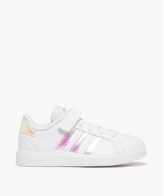 GEMO Baskets à scratch fille avec bandes contrastantes - Adidas Grand Court blanc standard