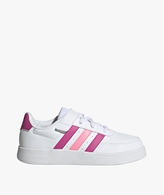 baskets fille a scratch et a lacets avec bandes contrastantes - adidas blanc chine basketsE520401_4