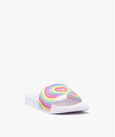 mules de piscine fille avec bandeau a reliefs fluo fantaisie blancE520801_2