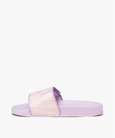 mules de piscine fille avec bandeau scratch a paillettes et dentele violet standardE520901_3