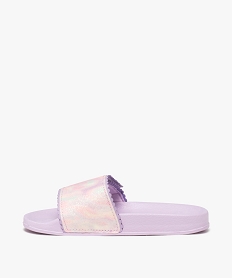 mules de piscine fille avec bandeau scratch a paillettes et dentele violetE520901_3