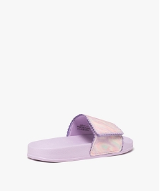 mules de piscine fille avec bandeau scratch a paillettes et dentele violet standardE520901_4