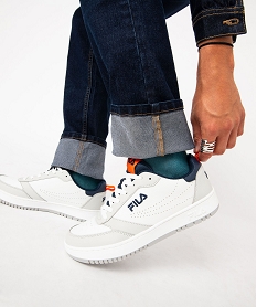GEMO Baskets homme à lacets avec semelle épaisse bicolore - Fila blanc chine