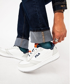 GEMO Baskets homme à lacets avec semelle épaisse bicolore - Fila Blanc