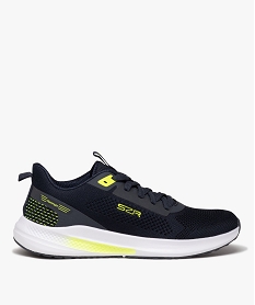 GEMO Baskets homme unies à lacets dessus en mesh avec détails fluo - Slazenger bleu chine