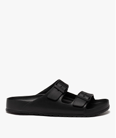 GEMO Mules de piscine homme unies à larges brides avec boucle noir standard
