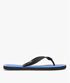 GEMO Tongs homme à brides unies mates et semelle rainurée contrastante bleu chine