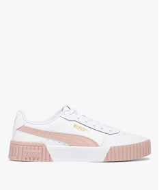 GEMO Baskets femme dessus en cuir à semelle épaisse contrastante - Puma blanc chine