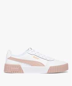 GEMO Baskets femme dessus en cuir à semelle épaisse contrastante - Puma Blanc