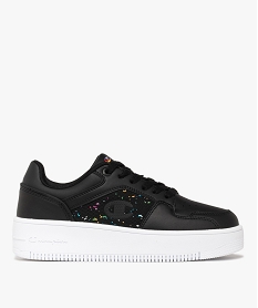 GEMO Baskets femme à semelle plateforme Rebound PF – Champion noir vif