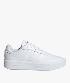 GEMO Baskets femme à semelle plateforme et à bandes brillantes - Adidas Blanc