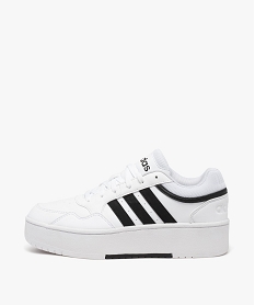 GEMO Baskets femme à semelle compensée avec bandes contrastantes - Adidas Blanc