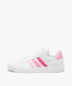 GEMO Baskets femme unies à bandes colorées avec lacets – Adidas Blanc