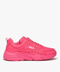 GEMO Baskets femme unies à lacets ton sur ton style running - Fila Rose