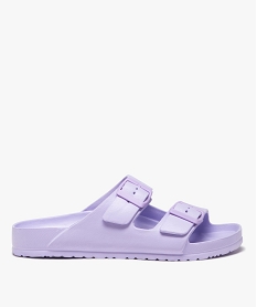 GEMO Mules de piscine femme unies avec brides à boucle violet standard