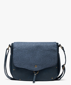 sac besace avec rabat fleuri facon dentelle femme bleu standard sacs bandouliereE545301_1