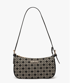 GEMO Sac baguette en toile tissée à motifs femme noir standard