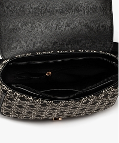 sac bandouliere en toile tissee avec rabat aspect cuir femme noir standard sacs bandouliereE547701_3