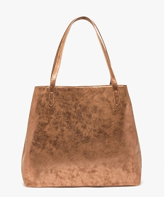 sac cabas metallise grand format femme brunE549501_1