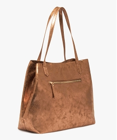 sac cabas metallise grand format femme brun cabas - grand volumeE549501_2