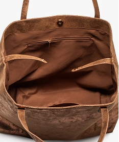 sac cabas metallise grand format femme brunE549501_3