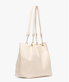 sac a main souple en suedine a pois femme beige standard sacs a mainE549701_4