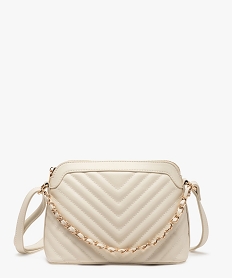 GEMO Sac à bandoulière matelassé avec anse chaîne femme Beige