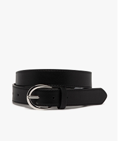 GEMO Ceinture unie à boucle ovale argentée femme noir standard