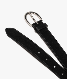 ceinture unie a boucle ovale argentee femme noir standard ceinturesE550301_2