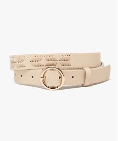 ceinture grainee a tresses et boucle ronde femme beige standard ceinturesE551001_3