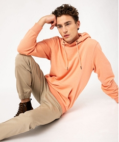 sweat a capuche non molletonne homme orange sweatsE553901_1