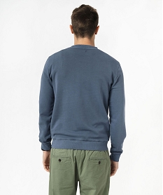 sweat coloris unique avec broderie poitrine homme bleu sweatsE554501_3