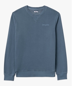 sweat coloris unique avec broderie poitrine homme bleuE554501_4