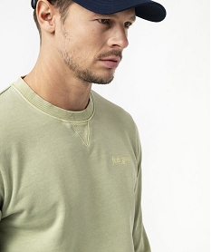 sweat coloris unique avec broderie poitrine homme vert sweatsE554601_2