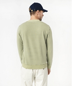 sweat coloris unique avec broderie poitrine homme vert sweatsE554601_3