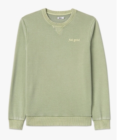 sweat coloris unique avec broderie poitrine homme vert sweatsE554601_4