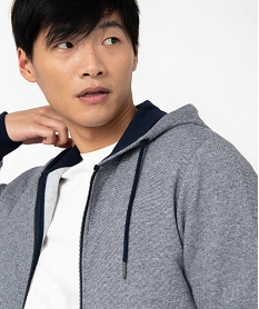 sweat zippe a capuche homme bleu sweatsE554901_2