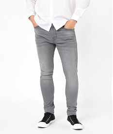 GEMO Jean homme skinny taille haute en coton stretch Gris