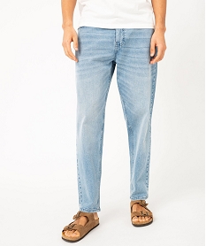 GEMO Jean carotte coton stretch délavé homme Bleu