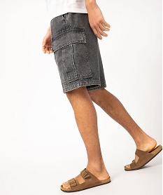 bermuda en jean cargo homme gris shorts en jeanE557101_1