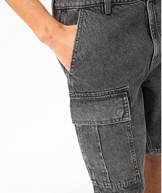 bermuda en jean cargo homme gris shorts en jeanE557101_2