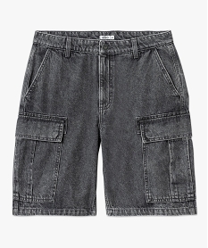 bermuda en jean cargo homme gris shorts en jeanE557101_4