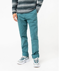 GEMO Pantalon chino en coton stretch coupe Slim homme Bleu